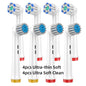 4/8PCS Replacement Brush Heads for Oral B Electric Toothbrushes Floss Cross Action 3D Pro White Precision Standard Daily Clean