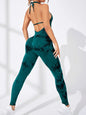 Women's Tie Dye Seamless Workout Jumpsuits One Piece Soft&Stretchy Fashion V-Neck Halter Open Back Yoga Sports Bodysuit