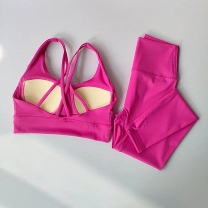 Yoga Suit Women High-end Sports Bras Leggings Slimming Hip Lifting Sports Fitness Bras and Leggings Tank Top Breathable Set