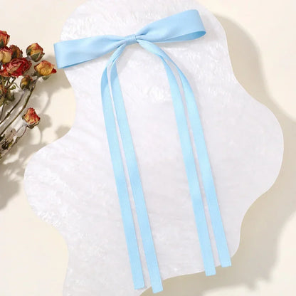 2pcs 2024 New Cute Ribbon Bow Headband Long Tassel Hair Clip Women's Hair Accessories Girls Party Headwear Side Clips Wholesale