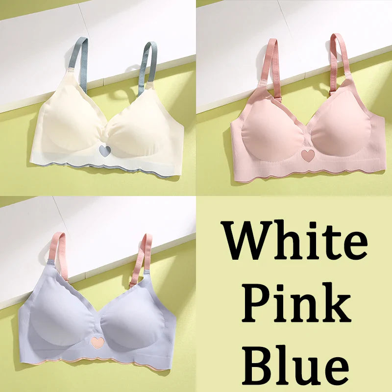 3Pcs Adjustable Beauty Back Bra Intimates Gather No Steel Ring Sports Anti-Sagging Bra French Color Contrast Seamless Underwear