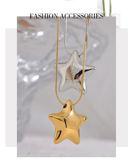 Yhpup 316l Stainless Steel Star Pendant Necklace Waterproof 18K PVD Plated Metal Fashion Jewelry Attractive Women Accessories
