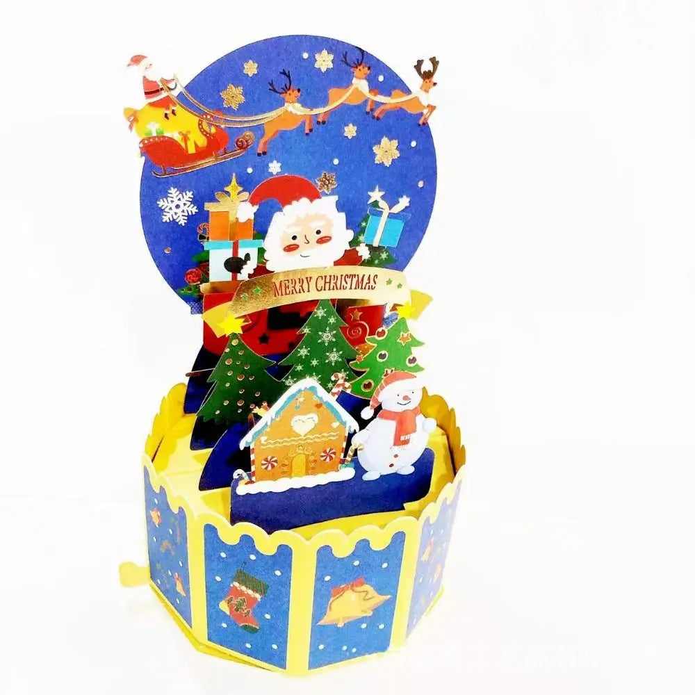 3D Pop Up Greeting Cards Merry Christmas Cards New Year Greeting Cards Blessing Postcard Swan Mermaid Thank You Cards Decor Gift
