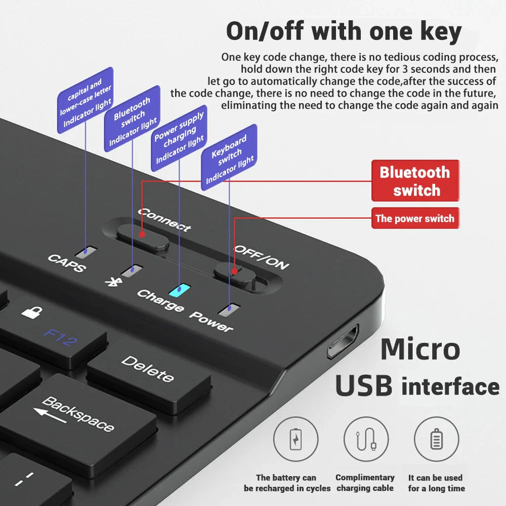 EMTRA Clavier et souris Bluetooth rétroéclairés pour iOS, Android, Windows, iPad, clavier portugais, clavier espagnol