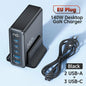 Chargeur USB Toocki 140W GaN 5-en-1 de bureau à charge rapide Type C avec affichage LED pour iPhone Xiaomi Smartphone Ordinateur portable