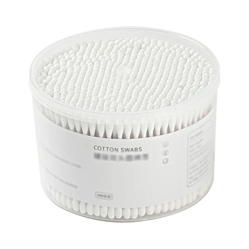 500PCS Disposable Cotton Swab Box With Double End Round Head For Makeup And Makeup Removal Daily Cleaning Pet Care Multi-purpose