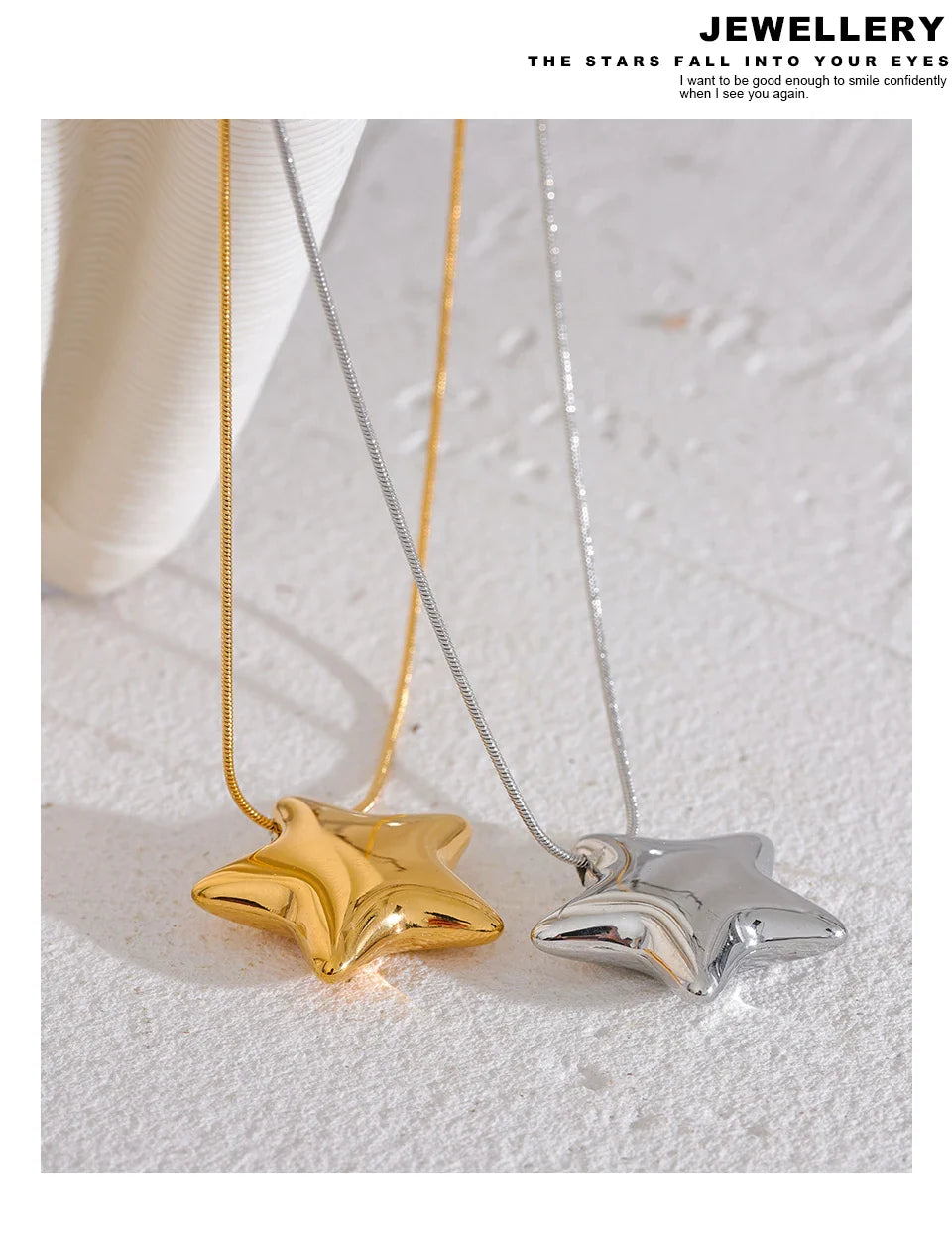 Yhpup 316l Stainless Steel Star Pendant Necklace Waterproof 18K PVD Plated Metal Fashion Jewelry Attractive Women Accessories