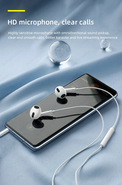 Type C Wired Earphones For Apple iPhone 15 Pro Max In-Ear With Microphone For Sumsung Onepuls Xiaomi Redmi Huawei USB C Earpbuds