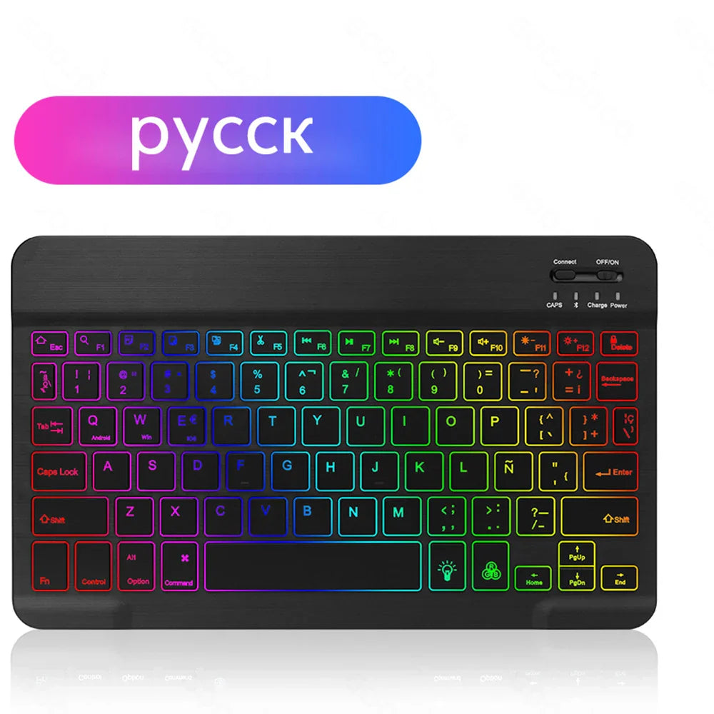 EMTRA Clavier et souris Bluetooth rétroéclairés pour iOS, Android, Windows, iPad, clavier portugais, clavier espagnol