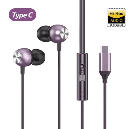 Type C Headphones For Samsung Galaxy S24 S23 S21 S22 Ultra Wired Earphones A53 A52 A34 A54 Note 20 5G 3.5mm Jack Earbud Headset