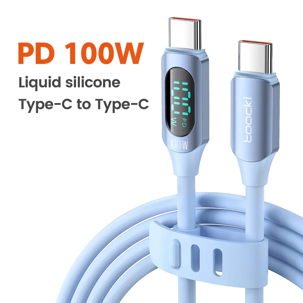 Toocki Silicone USB Type C to USB C Cable PD 100W Fast Charge  for Macbook Samsung Huawei Xiaomi Type C to Type C Cable Display