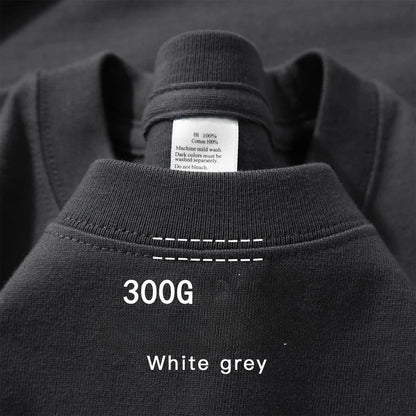 300g Cotton T Shirts Men Short Sleeved Heavyweight  Summer Round Neck Loose Breathable Shirt for Men Women Basic Tee