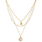 Yhpup Bohemian Round Pendant Stainless Steel Necklace Chain Exquisite Metal Texture Collar Women Necklace бижутерия Office Gift