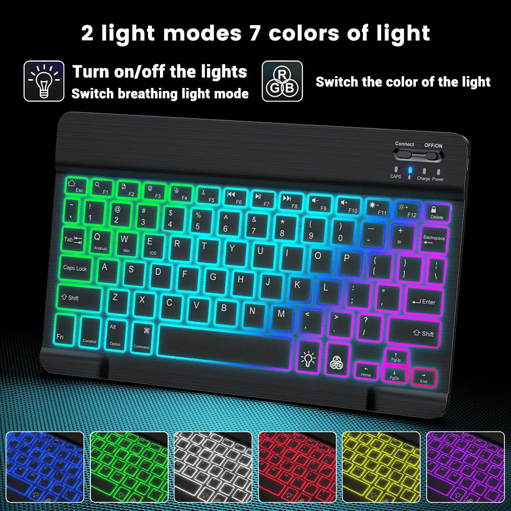 EMTRA Clavier et souris Bluetooth rétroéclairés pour iOS, Android, Windows, iPad, clavier portugais, clavier espagnol