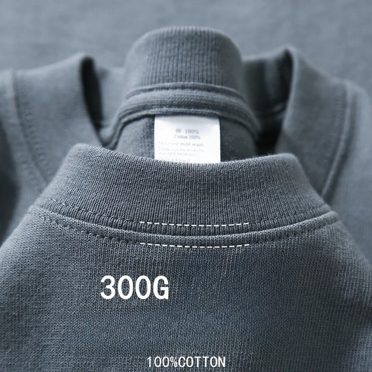 300g Cotton T Shirts Men Short Sleeved Heavyweight  Summer Round Neck Loose Breathable Shirt for Men Women Basic Tee