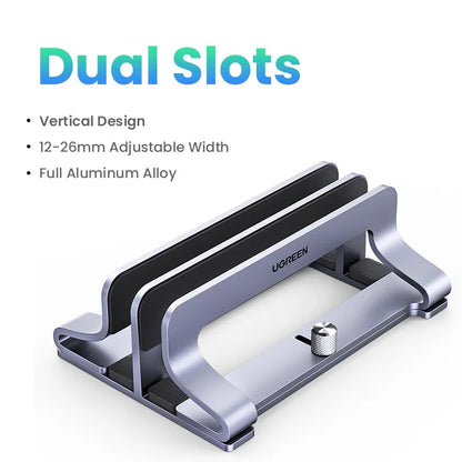 UGREEN Vertical Laptop Stand Holder Foldable Aluminum Notebook Stand Laptop Tablet Stand Support For Macbook Air Pro PC 17 inch