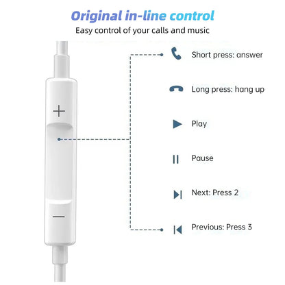 Type C Wired Earphones For Apple iPhone 15 Pro Max In-Ear With Mic For Sumsung Onepuls Xiaomi Redmi Huawei USB C Music Earpbuds