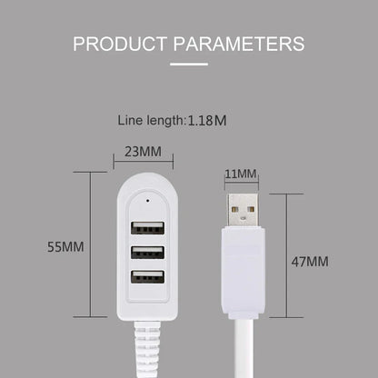 3 In 1 USB Splitter Socket Multi-function 3A Charger Converter USB Port Hub Digital Data Cables Accessories Extension Cable Line