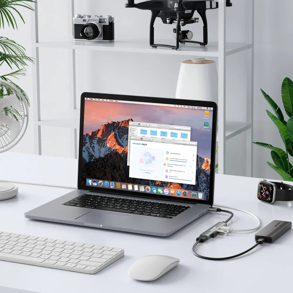 Lemorele Adaptateur USB OTG 4 ports 120 cm Adaptateur multi-répartiteur USB A 3.0 Accessoires pour ordinateur portable Xiaomi Lenovo Macbook Pro