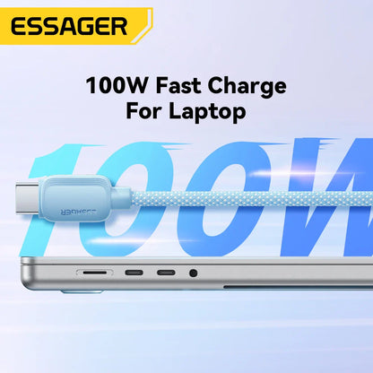 Essager 100W USB Type C To USB C Cable 5A PD Fast Charging Cable Type C Wire For Xiaomi Samsung Huawei Oppo Oneplus Macbook iPad