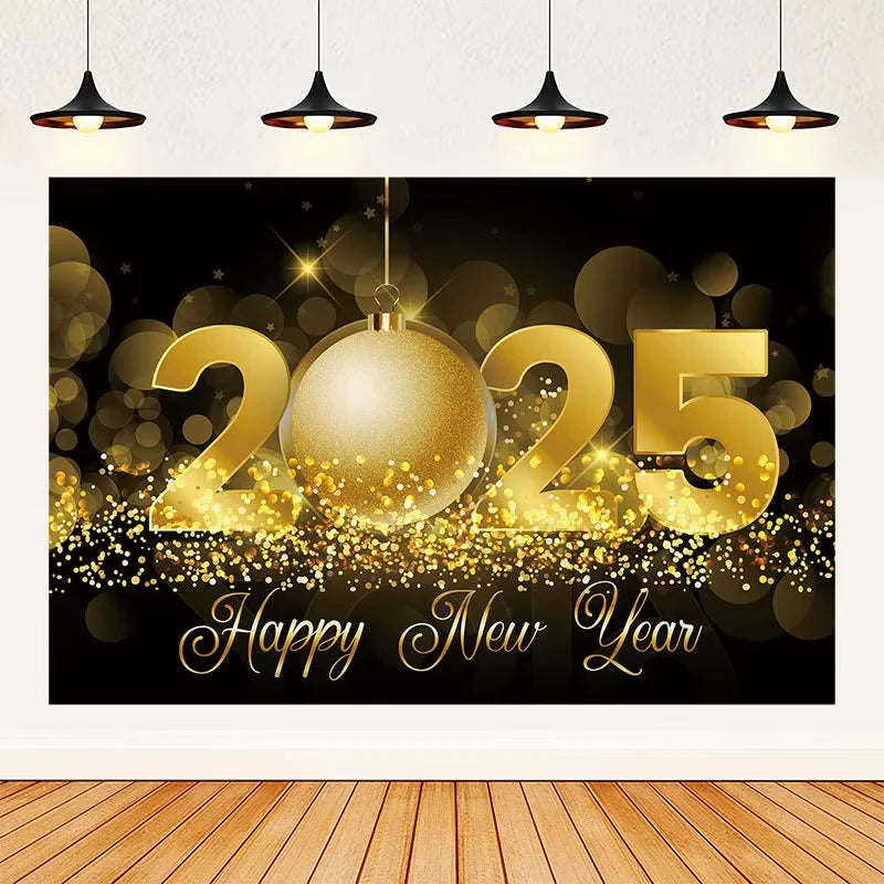 2025 Happy New Year Backdrops for Christmas Photography Decor Background Fireworks Celebrate Party Family Poster Photo Props