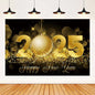 2025 Happy New Year Backdrops for Christmas Photography Decor Background Fireworks Celebrate Party Family Poster Photo Props