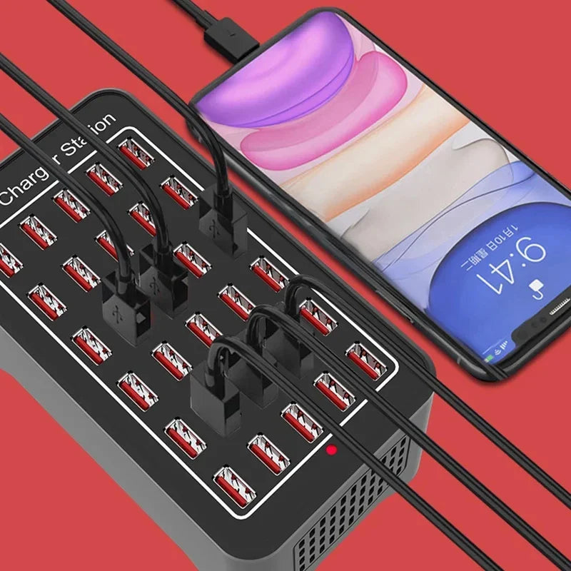 Chargeur USB 10 15 20 25 30 Ports HUB 150W Station de charge rapide universelle murale de bureau pour adaptateur secteur de téléphone portable