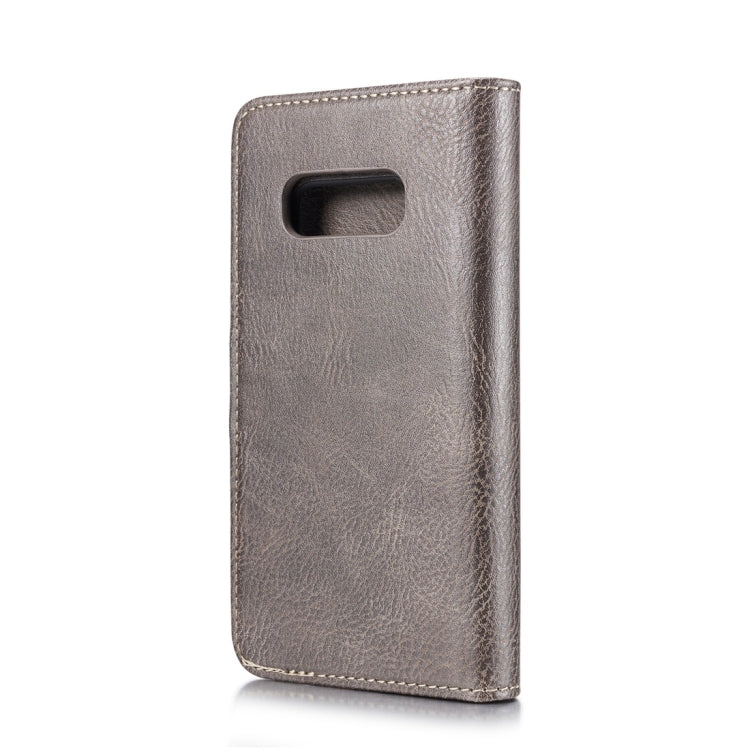 DG.MING Étui en cuir magnétique détachable à rabat avec texture Crazy Horse pour Samsung Galaxy S10 E, avec support, fentes pour cartes et portefeuille (Gris)