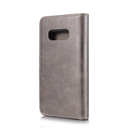 DG.MING Étui en cuir magnétique détachable à rabat avec texture Crazy Horse pour Samsung Galaxy S10 E, avec support, fentes pour cartes et portefeuille (Gris)