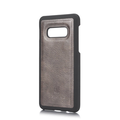 DG.MING Étui en cuir magnétique détachable à rabat avec texture Crazy Horse pour Samsung Galaxy S10 E, avec support, fentes pour cartes et portefeuille (Gris)
