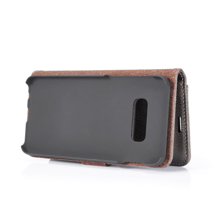 DG.MING Étui en cuir magnétique détachable à rabat avec texture Crazy Horse pour Samsung Galaxy S10 E, avec support, fentes pour cartes et portefeuille (Gris)