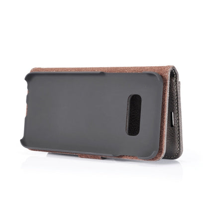 DG.MING Étui en cuir magnétique détachable à rabat avec texture Crazy Horse pour Samsung Galaxy S10 E, avec support, fentes pour cartes et portefeuille (Gris)