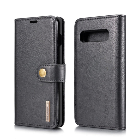 DG.MING Étui en cuir magnétique détachable à rabat avec texture Crazy Horse pour Samsung Galaxy S10 Plus, avec support et fentes pour cartes et portefeuille (Noir)