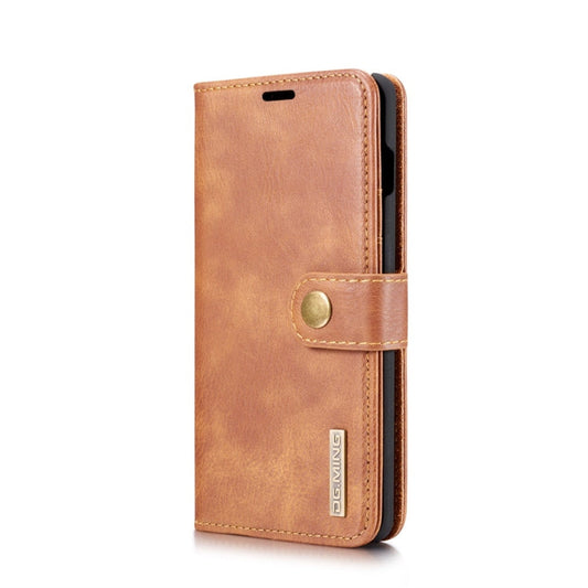 Étui en cuir magnétique amovible DG.MING Crazy Horse Texture Flip pour Samsung Galaxy S10 Plus, avec support, fentes pour cartes et portefeuille (marron)