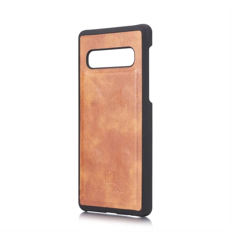 DG.MING Crazy Horse Texture Flip Detachable Magnetic Leather Case for Samsung Galaxy S10 Plus, with Holder & Card Slots & Wallet(Brown)