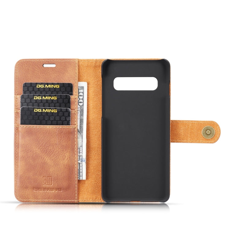 DG.MING Crazy Horse Texture Flip Detachable Magnetic Leather Case for Samsung Galaxy S10 Plus, with Holder & Card Slots & Wallet(Brown)