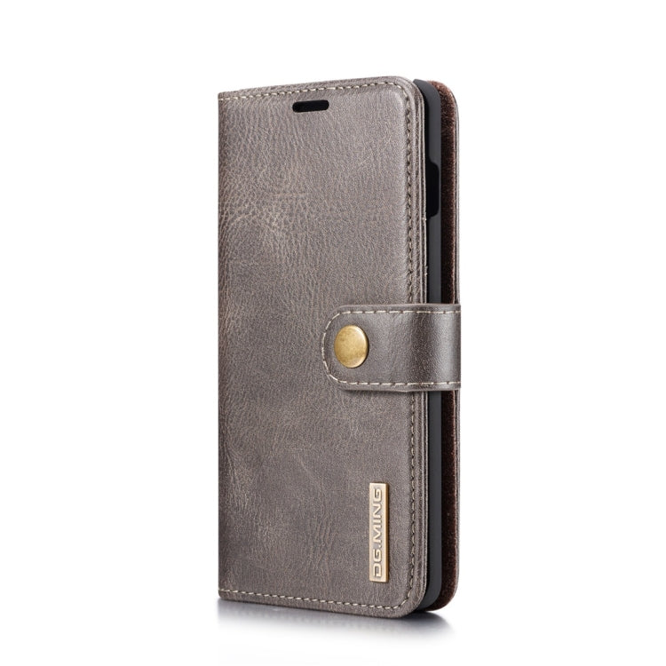 DG.MING Crazy Horse Texture Flip Detachable Magnetic Leather Case for Samsung Galaxy S10, with Holder & Card Slots & Wallet(Grey)