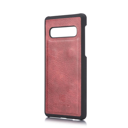 DG.MING Crazy Horse Texture Flip Detachable Magnetic Leather Case for Samsung Galaxy S10, with Holder & Card Slots & Wallet(Red)