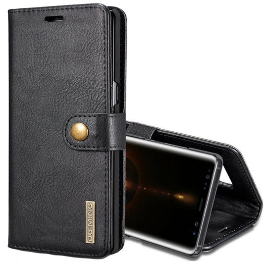 DG.MING pour Samsung Galaxy Note 8 Étui de protection magnétique amovible avec rabat horizontal, texture Crazy Horse, support et fentes pour cartes et portefeuille (Noir)