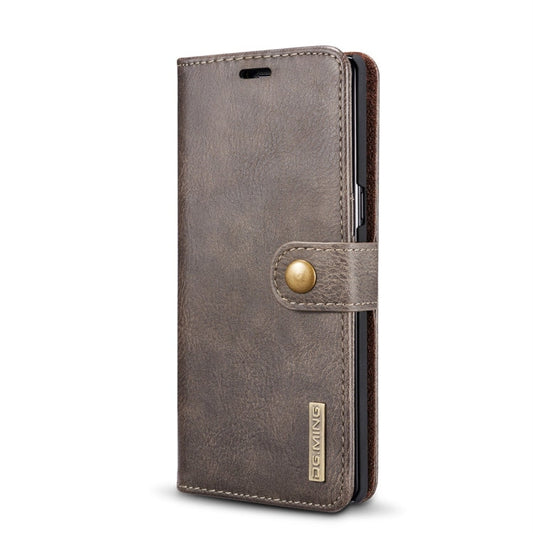 DG.MING pour Galaxy Note 8 Étui de protection magnétique amovible à rabat horizontal avec texture Crazy Horse, support, fentes pour cartes et portefeuille (gris)