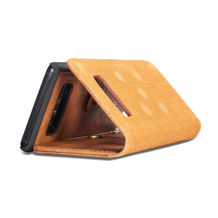 DG.MING for Galaxy Note 8 Crazy Horse Texture Horizontal Flip Detachable Magnetic Protective Case with Holder & Card Slots & Wallet (Brown)
