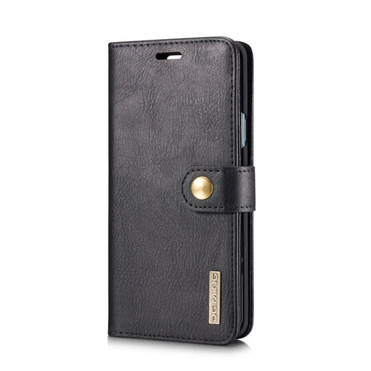DG.MING Étui de protection magnétique amovible à rabat horizontal texture cuir vieilli pour Galaxy S9+ avec support, fentes pour cartes et portefeuille (noir)