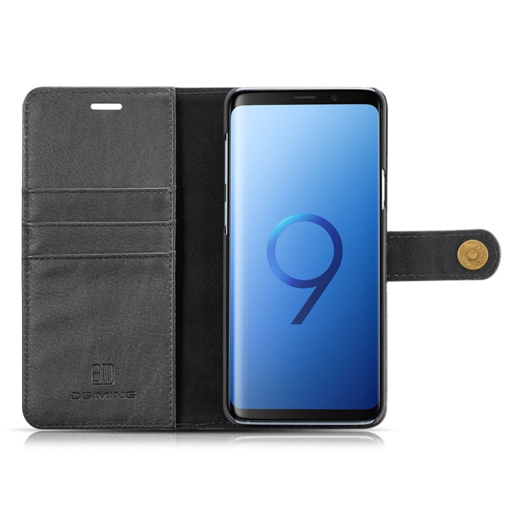 DG.MING for Galaxy S9+ Crazy Horse Texture Horizontal Flip Detachable Magnetic Protective Case with Holder & Card Slots & Wallet(Black)