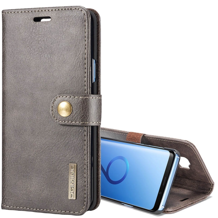 DG.MING for Galaxy S9+ Crazy Horse Texture Horizontal Flip Detachable Magnetic Protective Case with Holder & Card Slots & Wallet(Grey)