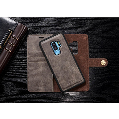 DG.MING for Galaxy S9+ Crazy Horse Texture Horizontal Flip Detachable Magnetic Protective Case with Holder & Card Slots & Wallet(Grey)