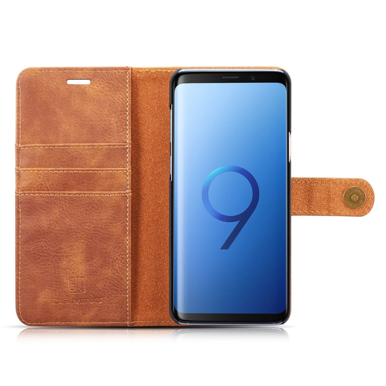 DG.MING for Galaxy S9+ Crazy Horse Texture Horizontal Flip Detachable Magnetic Protective Case with Holder & Card Slots & Wallet(Brown)