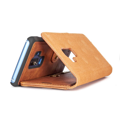 DG.MING for Galaxy S9+ Crazy Horse Texture Horizontal Flip Detachable Magnetic Protective Case with Holder & Card Slots & Wallet(Brown)