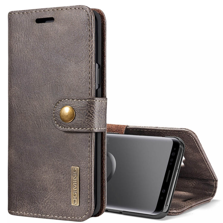 DG.MING for Galaxy S9 Crazy Horse Texture Horizontal Flip Detachable Magnetic Protective Case with Holder & Card Slots & Wallet(Grey)