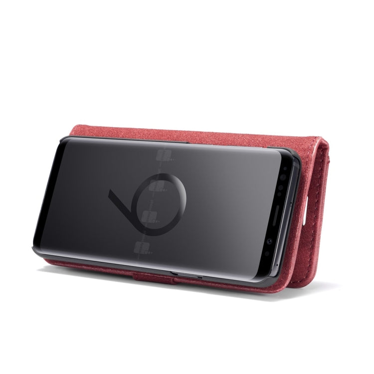 DG.MING for Galaxy S9 Crazy Horse Texture Horizontal Flip Detachable Magnetic Protective Case with Holder & Card Slots & Wallet(Red)