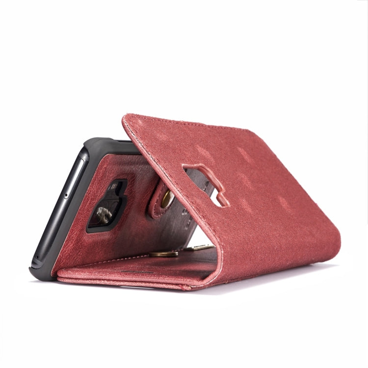 DG.MING for Galaxy S9 Crazy Horse Texture Horizontal Flip Detachable Magnetic Protective Case with Holder & Card Slots & Wallet(Red)